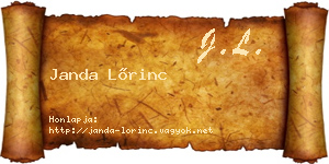 Janda Lőrinc névjegykártya
